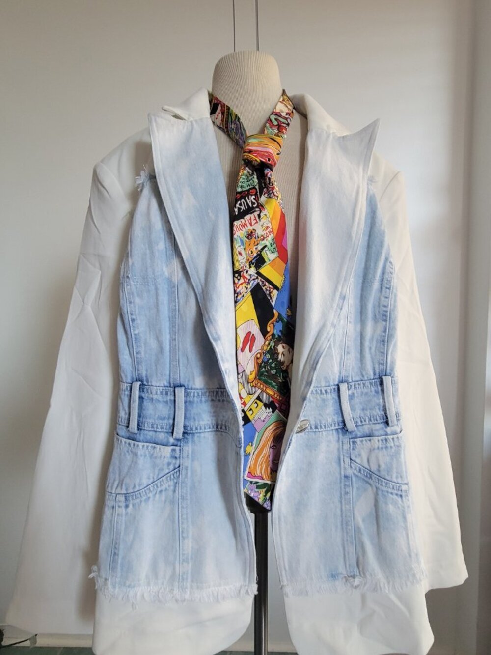 L'atiste by Amy White Women’s Denim Vest Overlay Frayed Hem Jacket - Picture 13 of 16